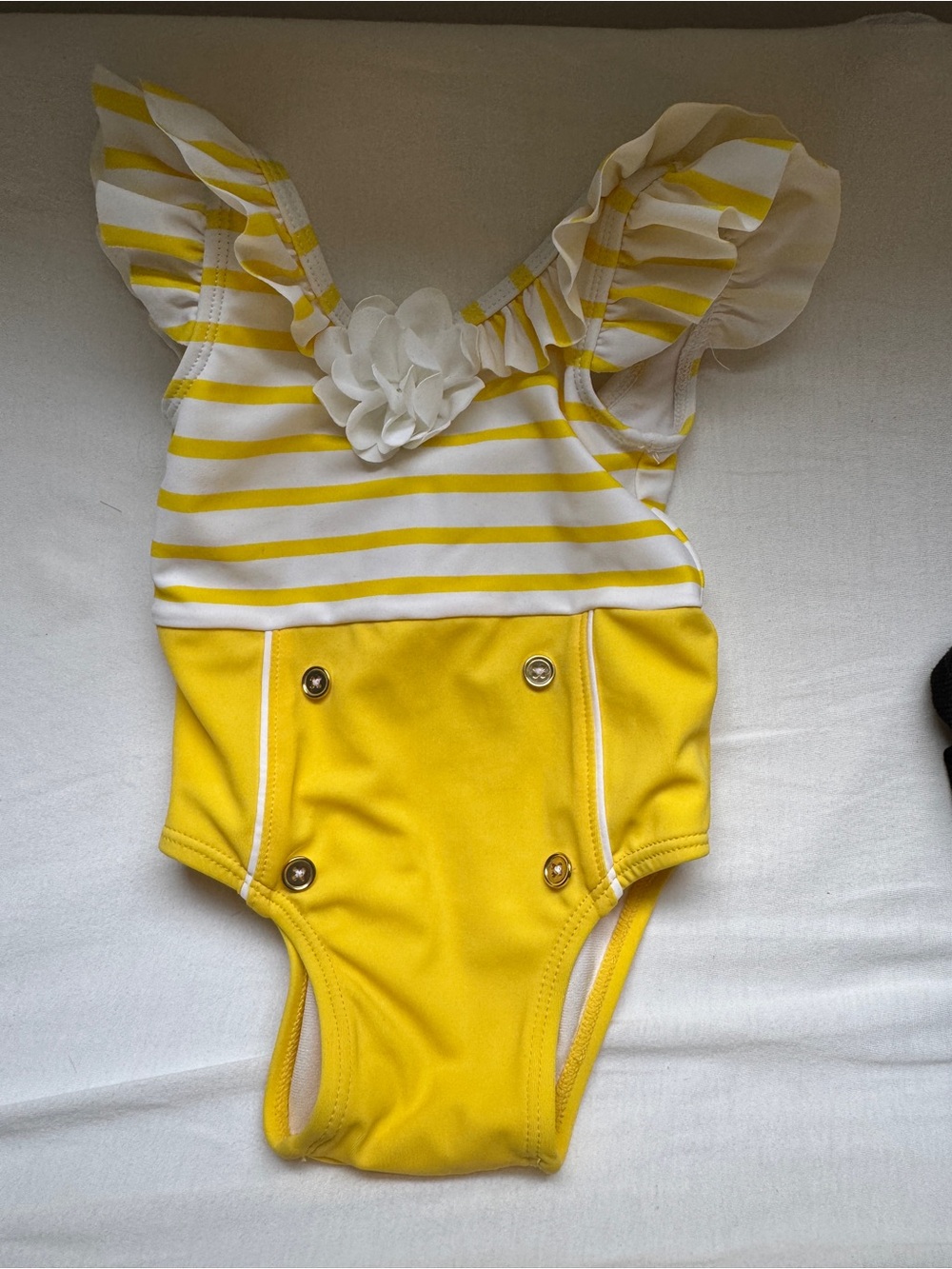 Jamie and Jack Baby Yellow & White Striped One-Piece Swimsuit